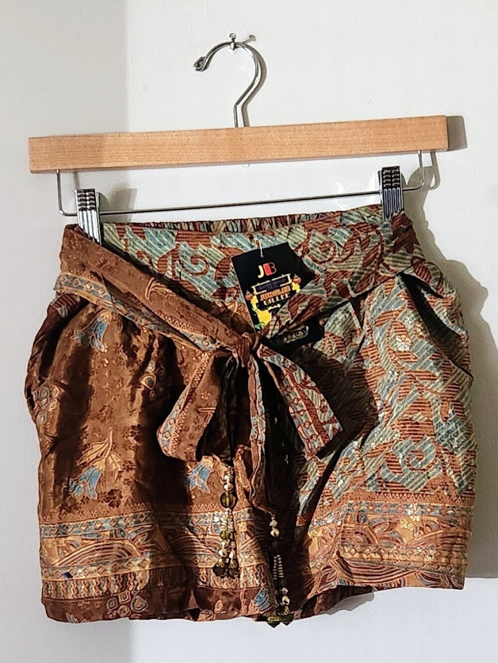 Junglee Billee Boho Printed Shorts With Tassels Sz S/M